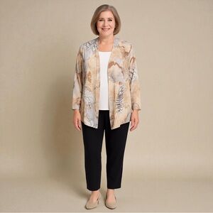 Alfred Dunner Woman 2X Lightweight Open-Front Cardigan – Neutral Snake Print
